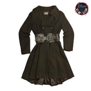 Mackage Doreen Wool & Cashmere Blend Belted Pleated Coat in Chocolate Brown